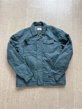 Marine Layer Mens Medium Field Jacket Blue Organic Cotton Utility Flannel Lined